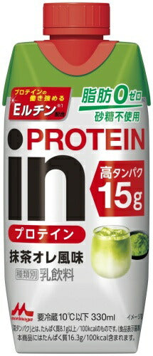 森永乳業 in PROTEIN イン プロテイン 抹茶オレ風味 330ml 紙パック 24本 (12本入×2 まとめ買い) 〔チルド品 冷蔵品〕