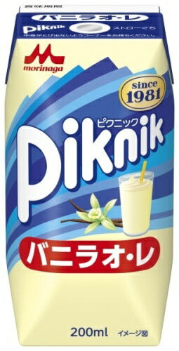 森永乳業 ピクニック バニラオ・レ 200ml 紙パック 72本 (24本入×3 まとめ買い) 乳飲料 常温保存可能 バニラ