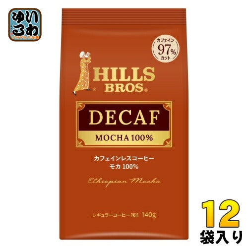 UCC ヒルス カフェインレスコーヒー モカ 100% (粉) 140g 12袋 (6袋入×2 まとめ買い) コーヒー豆 粉 レギュラーコーヒー HILLS デカフェ