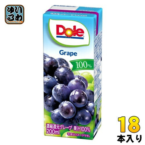 雪印メグミルク Doleグレープ100% 200ml 紙パック 18本入 ぶどうジュース 濃縮還元
