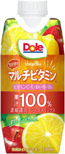 雪印メグミルク Dole Juicy Plus 1日分のマルチビタミン 330ml 紙パック 24本 (12本入×2 まとめ買い) 果実飲料 濃縮還元 果汁100%