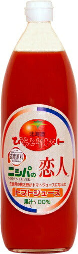JAびらとり ニシパの恋人 トマトジュース 無塩 1L 瓶 6本入 国産 北海道産 桃太郎トマト使用 トマト100% 食塩無添加 平取町 ストレート
