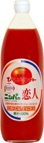 JAびらとり ニシパの恋人 トマトジュース 無塩 1L 瓶 6本入 国産 北海道産 桃太郎トマト使用 トマト100% 食塩無添加 平取町 ストレート