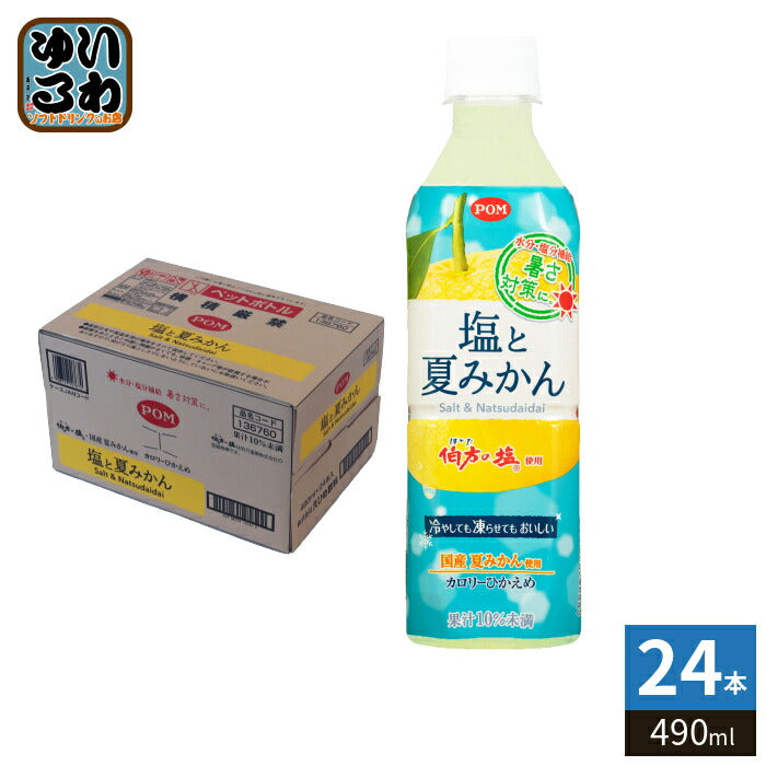えひめ飲料 POM ポン 塩と夏みかん 490ml ペットボトル 24本入 熱中症対策 冷凍可能 季節限定