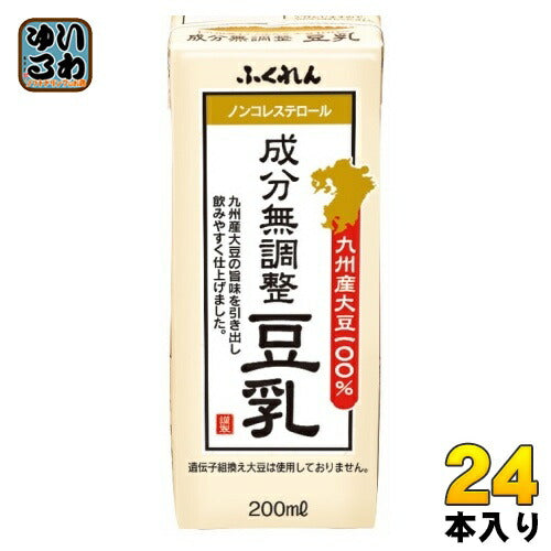 ふくれん 九州産大豆 大豆成分無調整豆乳 200ml 紙パック 24本入 豆乳 イソフラボン ノンコレステロール 植物性ミルク