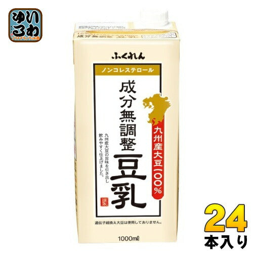 ふくれん 九州産大豆 成分無調整豆乳 1000ml 紙パック 24本 (6本入×4 まとめ買い) 豆乳 ノンコレステロール 大容量 イソフラボン