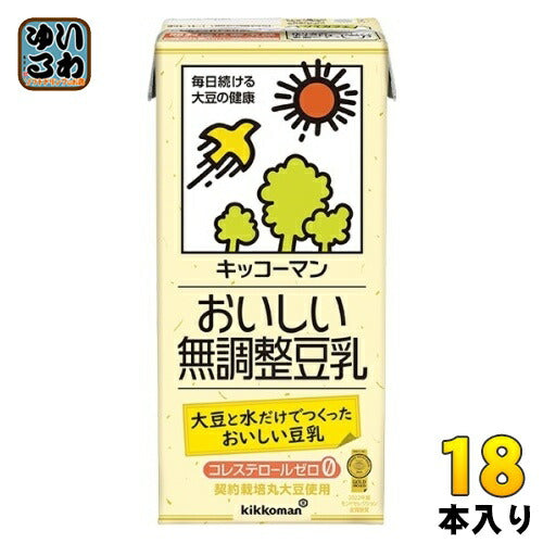 キッコーマン おいしい無調整豆乳 1L 紙パック 18本 (6本入×3 まとめ買い) 豆乳 無調整 イソフラボン