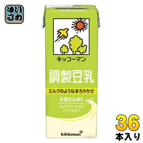 キッコーマン 調製豆乳 200ml 紙パック 36本 (18本入×2 まとめ買い) 豆乳飲料 調整豆乳 コレステロールの気になる方へ
