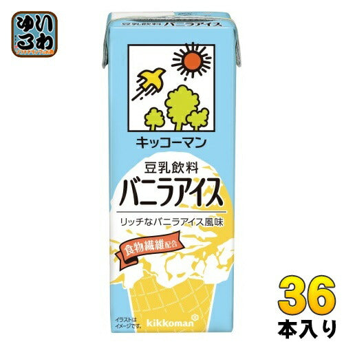 キッコーマン 豆乳飲料 バニラアイス 200ml 紙パック 36本 (18本入×2 まとめ買い) イソフラボン ダイズ