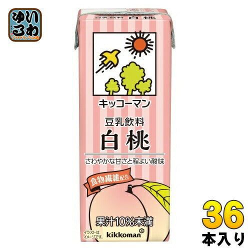 キッコーマン 豆乳飲料 白桃 200ml 紙パック 36本 (18本入×2 まとめ買い) イソフラボン ダイズ