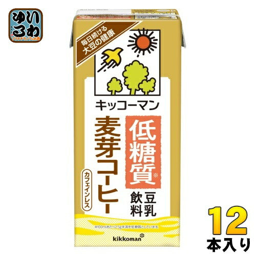 キッコーマン 低糖質 豆乳飲料 麦芽コーヒー 1L 紙パック 12本 (6本入×2 まとめ買い) イソフラボン