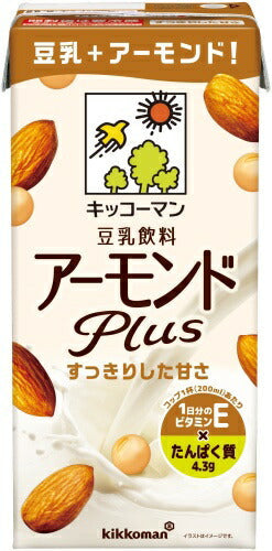 キッコーマン 豆乳飲料 アーモンド Plus 1L 紙パック 18本 (6本入×3 まとめ買い) イソフラボン 植物性ミルク すっきりした甘さ