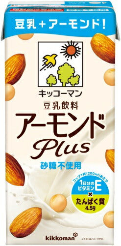 キッコーマン 豆乳飲料 アーモンド Plus 砂糖不使用 1L 紙パック 12本 (6本入×2 まとめ買い) イソフラボン 植物性ミルク