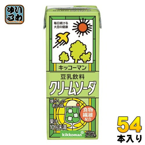 キッコーマン 豆乳飲料 クリームソーダ 200ml 紙パック 54本 (18本入×3 まとめ買い) イソフラボン
