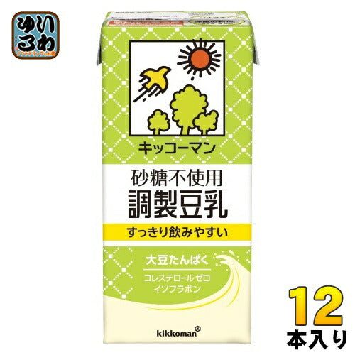 キッコーマン 砂糖不使用 調製豆乳 1L 紙パック 12本 (6本入×2 まとめ買い) 豆乳飲料 植物性ミルク