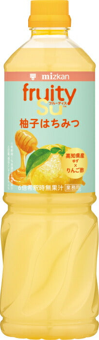 ミツカン フルーティス りんご酢 柚子はちみつ 業務用 6倍濃縮タイプ 1000ml ペットボトル 4本 (1本入×4 まとめ買い) 酢飲料 希釈用 りんご酢 果汁
