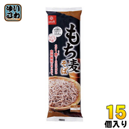 はくばく もち麦そば 270g(3人前) 15個入 〔食物繊維 大麦 乾麺 蕎麦〕