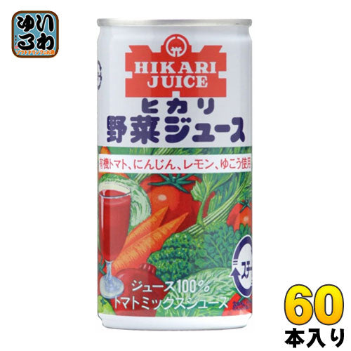 光食品 有機トマト・にんじん・ゆこう使用 野菜ジュース（有塩） 190g 缶 60本 (30本入×2 まとめ買い)