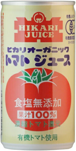 光食品 オーガニック トマトジュース 食塩無添加 190g 缶 30本入 リコピン 有機栽培 無添加ジュース 濃縮トマト還元