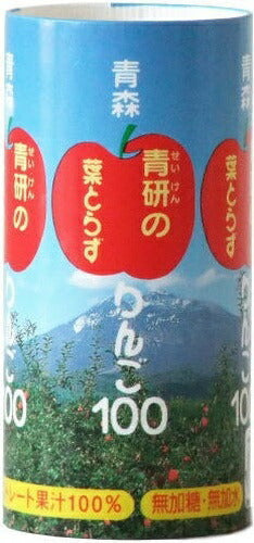 青研の葉とらずりんご100 195g カート缶 90本 (30本入×3 まとめ買い) りんごジュース 果汁100％ ストレート果汁