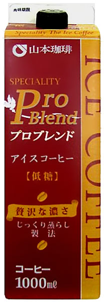 山本珈琲 プロブレンドアイスコーヒー 低糖 1L 紙パック 12本 (6本入×2 まとめ買い) 〔コーヒー〕