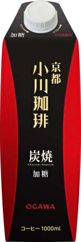 京都 小川珈琲 炭焼珈琲 加糖 1000ml 紙パック 12本 (6本入×2 まとめ買い) コーヒー飲料 アイス珈琲