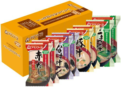 アマノフーズ フリーズドライ 化学調味料無添加 いろいろみそ汁 4種セット 24食 (8食入×3箱 まとめ買い)