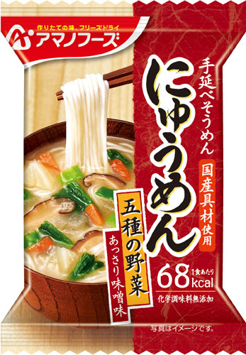 アマノフーズ フリーズドライ にゅうめん 五種の野菜 あっさり味噌味 18.5g 48個入