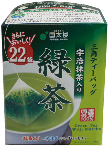 国太楼 宇治抹茶入り緑茶 三角ティーバッグ 2g×22バック 12袋入