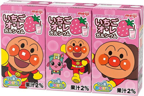 明治 それいけ！アンパンマンの いちごオ・レ カルシウム 125ml 紙パック 72本 (36本入×2 まとめ買い)