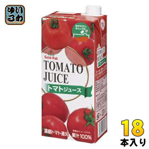 ゴールドパック トマトジュース 有塩 1L 紙パック 18本 (6本入×3 まとめ買い) 野菜ジュース 食塩入り