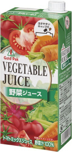 ゴールドパック 野菜ジュース 有塩 1L 紙パック 6本入 野菜ジュース 食塩入り トマトミックスジュース