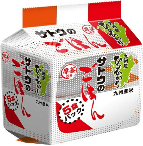 サトウ食品 サトウのごはん 九州産ひのひかり 200g 5食パック×16個 (8個入×2 まとめ買い) 非常食 レトルト インスタント ご飯