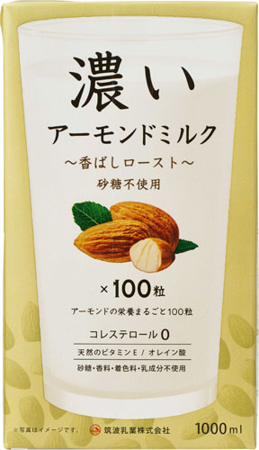 筑波乳業 濃いアーモンドミルク 香ばしロースト 1L 紙パック 12本入 〔アーモンドミルク〕