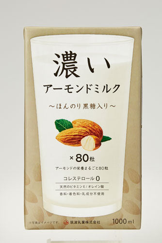 筑波乳業 濃いアーモンドミルク ほんのり黒糖入り 1L 紙パック 24本 (12本入×2 まとめ買い) 〔アーモンドミルク〕