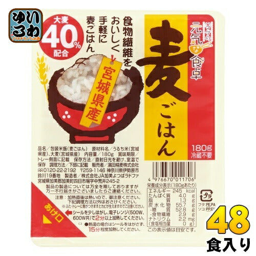 濱田精麦 ハマダの元気な食卓 麦ごはん 180g パック 48個 (12個入×4 まとめ買い)
