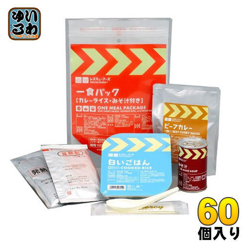 ホリカフーズ レスキューフーズ 一食パック カレーライスみそ汁付き 540g パウチ 12セット入×5まとめ買い 〔レトルト食品 非常食セット 長期保存食 防災食〕