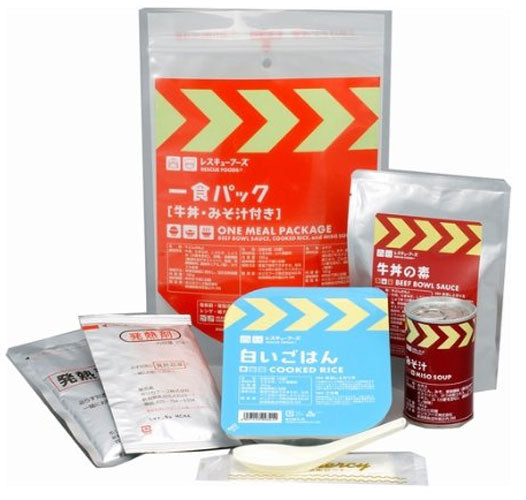 ホリカフーズ レスキューフーズ 一食パック 牛丼みそ汁付き 540g パウチ 12セット入×5まとめ買い 〔災害　非常食　備蓄　被災地　長期保存〕