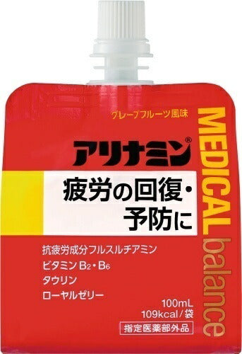 アリナミン メディカルバランス グレープフルーツ風味 100ml パウチ 72個 (36個入×2 まとめ買い) 栄養ドリンク 疲労回復 ゼリー飲料 フルスルチアミン