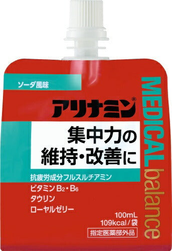 アリナミン メディカルバランス ソーダ風味 100ml パウチ 36個入 栄養ドリンク 疲労回復 ゼリー飲料 フルスルチアミン