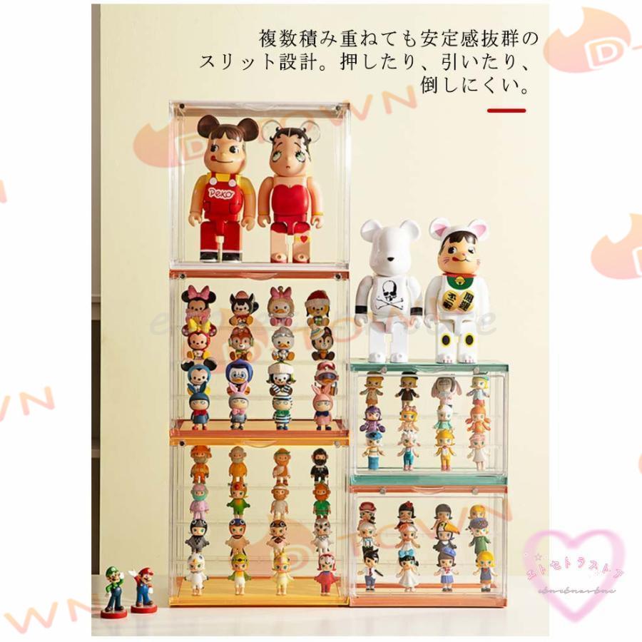 即納 大きいサイズ フィギュアケース 収納ケース 可動棚 コレクション ボックス クリアケース コレクションケース 透明 展示ケース マグネット扉付き 積み w605A(グリーン)