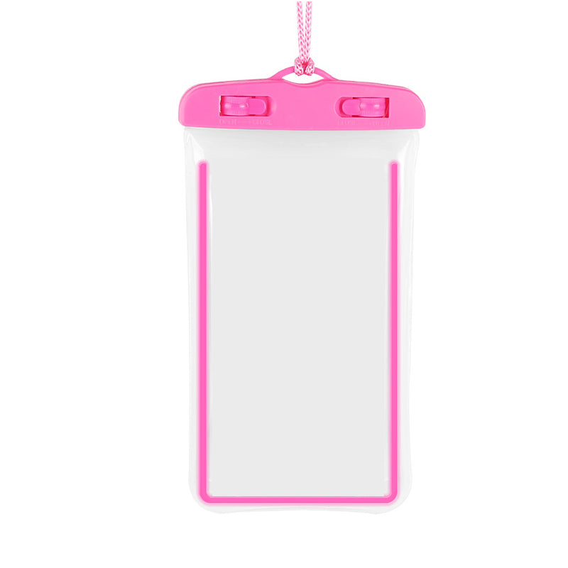 スマホ 防水ケース ピンク 蓄光タイプ 1個 暗所でも光る 防水カバー IPX8 ストラップ付き iPhone Galaxy 各種携帯電話対応 防水バッグ お風呂 釣り ポイント消耗