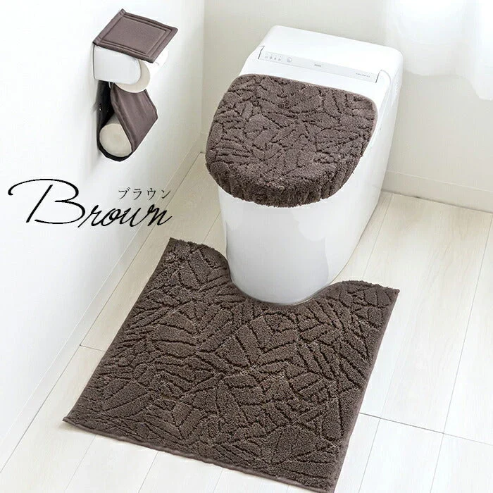 【ブラウン 耳長タイプ】消臭機能付き トイレタリー セット 耳長  消臭 消臭効果 洗える シンプル オシャレ モダン リーフ柄 幾何柄