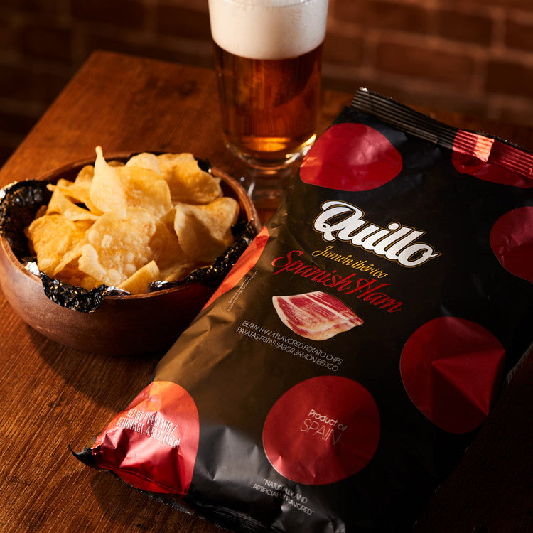 スペインビールの代名詞ラガー&スパニッシュハムポテチ ラッピング済 ギフト エストレージャ・ガリシア Estrella Galicia スペイン ビール ラガー 330ml 1本 瓶 ポテトチップス ハム 130g