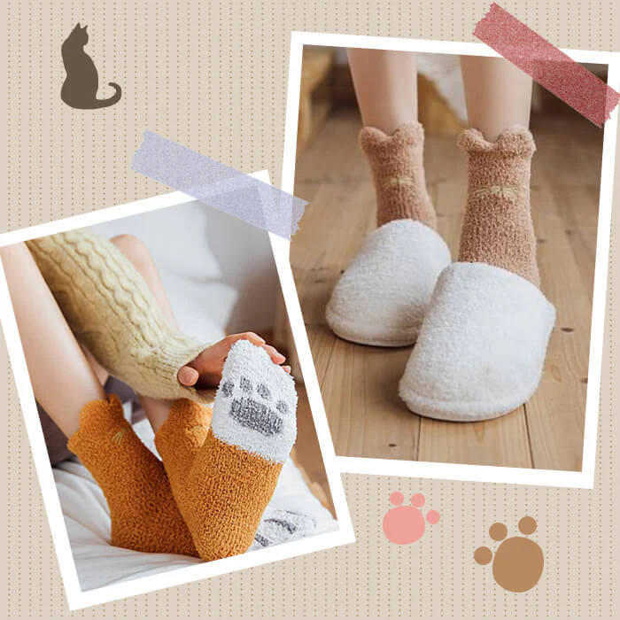 【予約商品・発送時期は商品説明に記載】もこもこ ルームソックス 5足セット 猫 ネコソックス かわいい 肉球 ねこ 猫 あったか 冷え取り 靴下 防寒 暖かい 可愛い くつ下 ソックス 送料無料 ギフト プレゼント