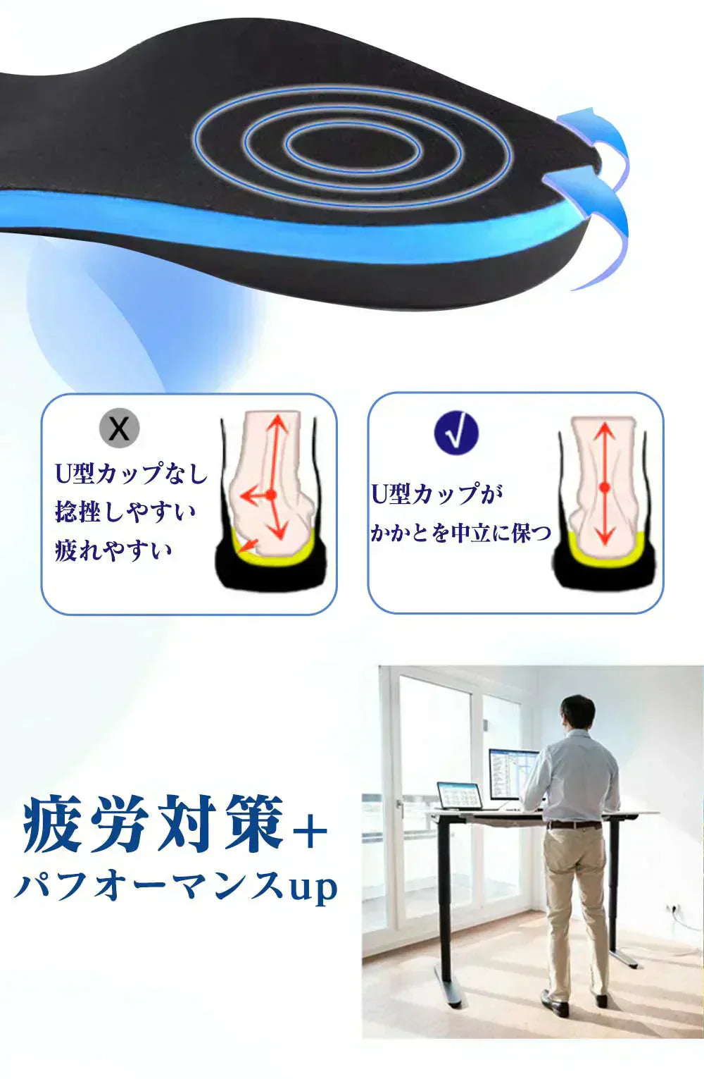 【快適な歩行を実現！】＼ XSサイズ ／高品質 インソール 衝撃吸収 衝撃 インソール 扁平足 外反母趾 足底筋膜炎 インソール 通気性 抗菌 防臭 負担対策 サポート機能 疲れない 軽量 履き心地 疲れにくい ゴルフ 靴 グッズ 中敷 メンズ レディース 蒸れ防止 抗菌防臭 特殊4層槽造 インソール