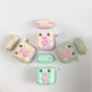 airpods1/2 ミント ピッグキャラクター 可愛い豚 エアーポッズ カバー シリコンエアポッツ 1/2 ケース かわいい キズ防止 耐衝撃 保護 紛失防止 4色カラビナ付き