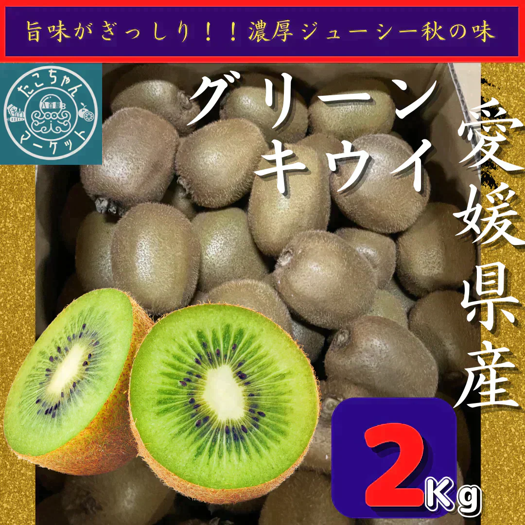 【１１月頃発送開始】おトクで美味しい！　愛媛県産　グリーンキウイ2Kg(20個前後）（風袋込み）