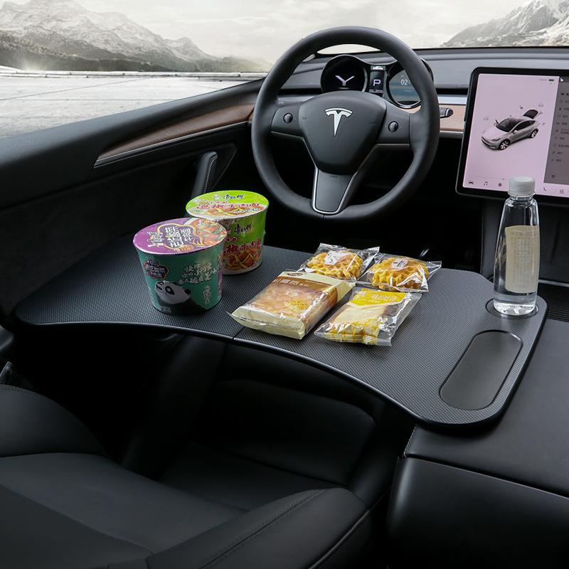 TESLA 車用テーブル ハンドル用 車載 ハンドルデスク 簡易テーブル 取付簡単 車内仕事 車内食事 車内休憩 簡単収納 パソコンスタンド