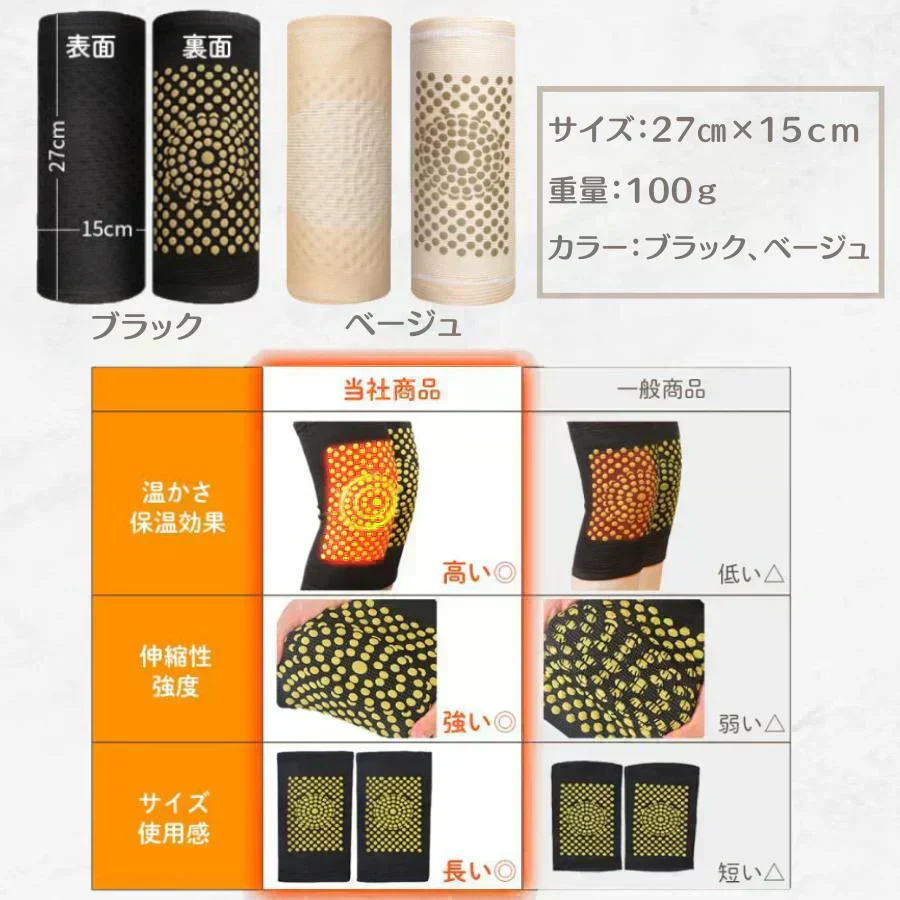 【ブラック】膝サポーター 高齢者 スポーツ 膝用サポーター 温める 暖かい よもぎ 両足セット